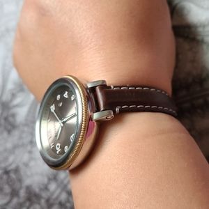 Fossil watch with brown leather straps